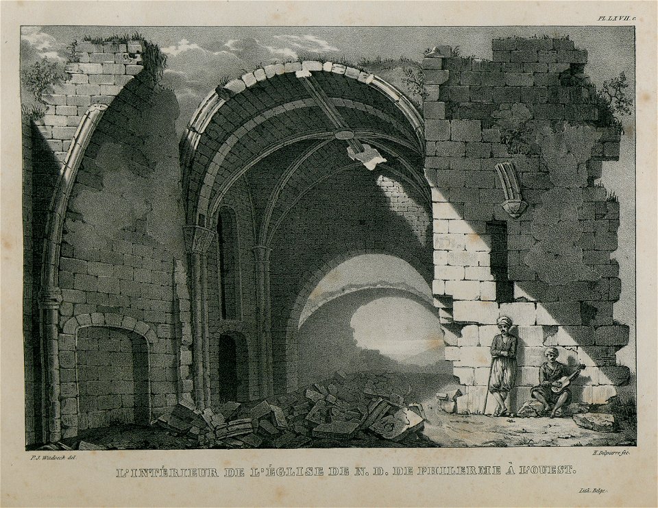 L'Intérieur de l'Église de ND de Philerme à l'Ouest - Rottiers Bernard Eugène Antoine - 1828