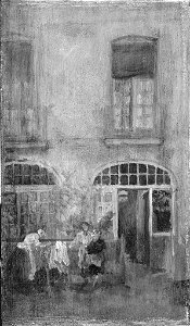 James Abbott McNeill Whistler - White and Grey, Courtyard, House in Dieppe - 1943.168 - Fogg Museum. Free illustration for personal and commercial use.