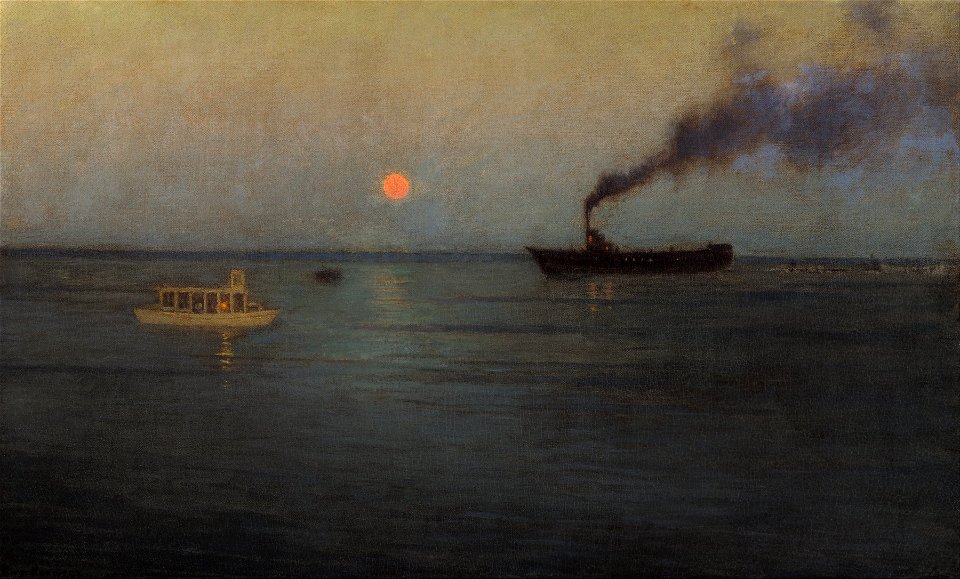 L. Birge Harrison - Rosy Moon Off Charleston Harbor - Google Art Project