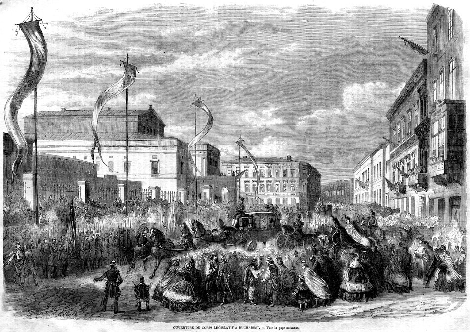 L'Illustration 1862 gravure Ouverture du Corps Législatif à Bucharest