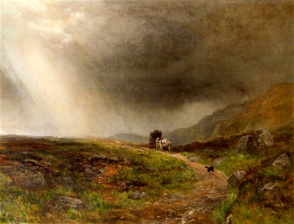James Docharty (1829-1878) - A Man with a Horse and Cart and a Dog on a Moor - 1257213 - National Trust