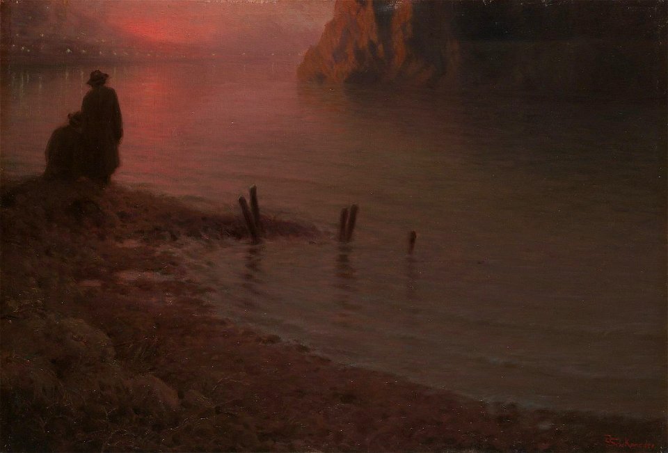 Jakub Schikaneder - Západ slunce na Vltavě