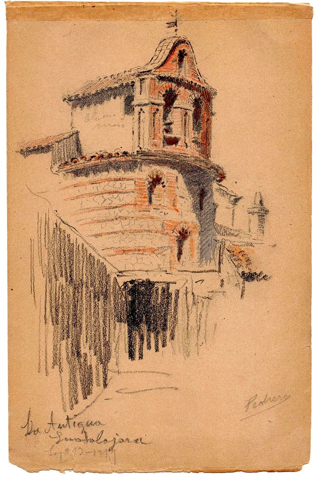 La Antigua, 13.9.1917, drawing by Mariano Pedrero