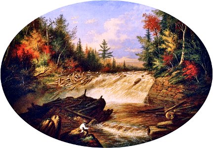Jam of Sawlogs, Shawinigan Falls, by Cornelius Krieghoff