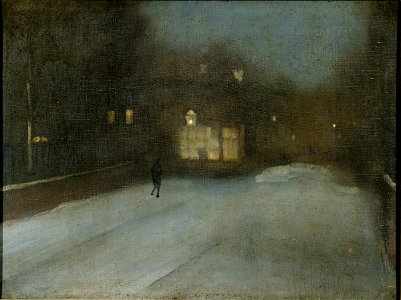James Abbott McNeill Whistler - Nocturne in Grey and Gold, Chelsea Snow - 1943.172 - Fogg Museum. Free illustration for personal and commercial use.