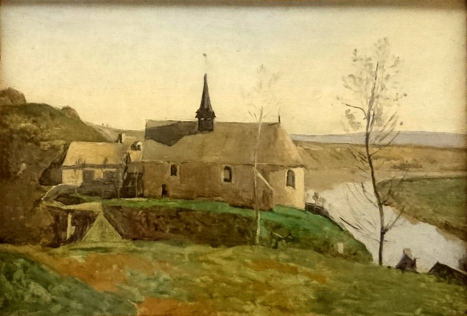 L'Église de Rolleboise, près de Mantes (environs de Paris) - Camille Corot - musée du Louvre, RF 1938-107
