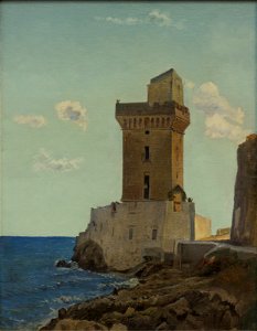 L.A. Ring, Middelalderligt vagttårn ved stranden syd for Terracina, 1894