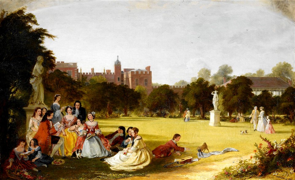 James Digman Wingfield (1800-72) - A Summer Afternoon at Hampton Court - RCIN 405371 - Royal Collection