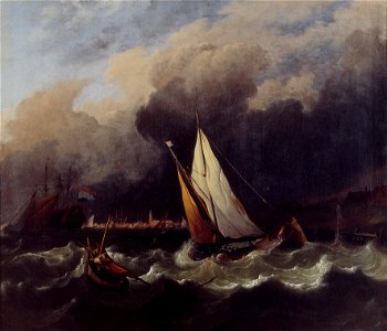 L. Bakhuizen - De pier te Hoorn - NK2214 - Cultural Heritage Agency of the Netherlands Art Collection