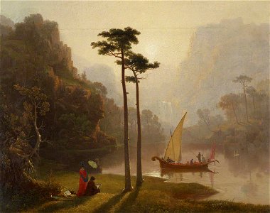 James Baker Pyne (1800-1870) - Lake Scene with Boat and Figures - 515527 - National Trust