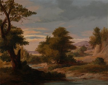 James Arthur O'Connor - A Wooded River Landscape with Mother and Child - Google Art Project