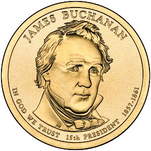 James Buchanan $1 Presidential Coin obverse sketch. Free illustration for personal and commercial use.