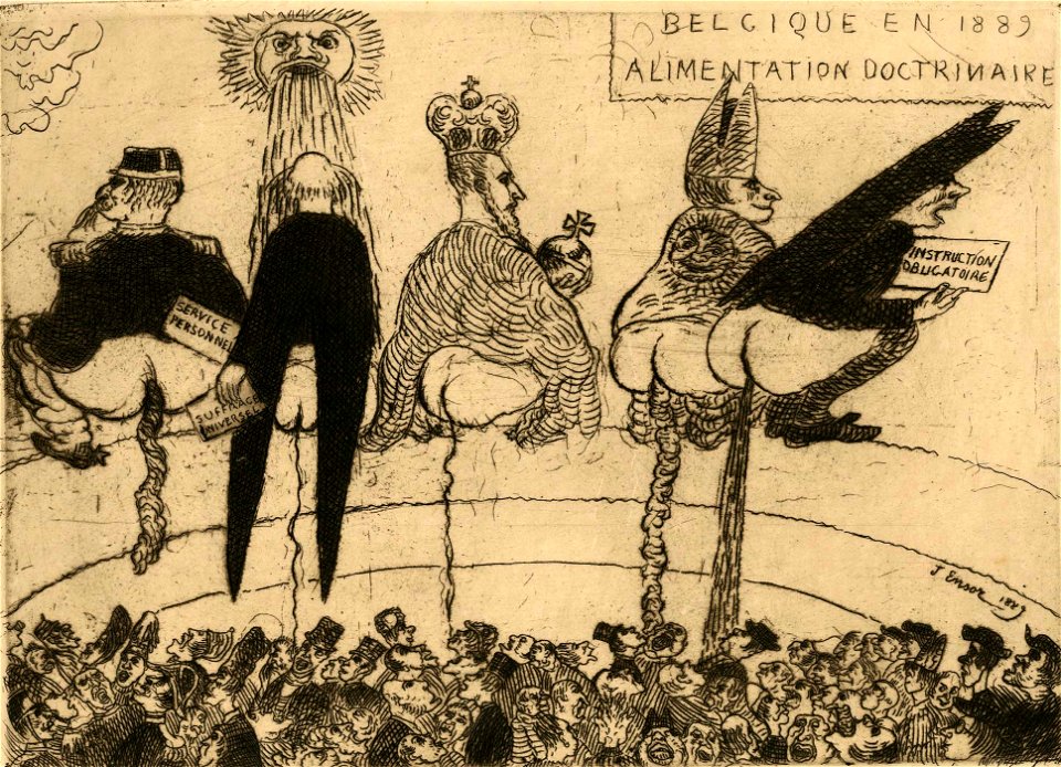 James Ensor, Alimentation Doctrinaire (1889) etching, 17.8 x 24.8 cm., Plantin-Moretus Museum, Antwerp