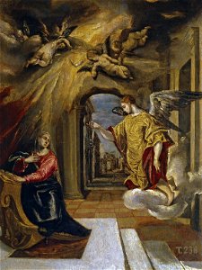 La anunciación (El Greco, 1570). Free illustration for personal and commercial use.
