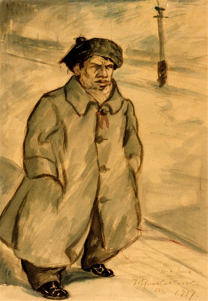 Jalmari Ruokokoski - J. Ruokokoski ulsteriin puettuna - A V 4775 - Finnish National Gallery