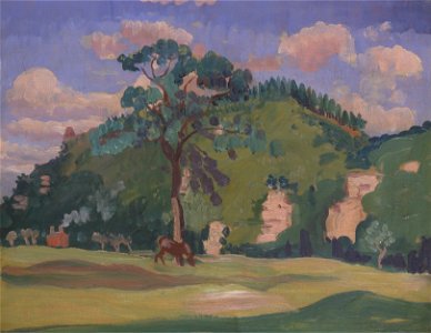 James Dickson Innes - Landscape with a Grazing Horse - Google Art Project. Free illustration for personal and commercial use.