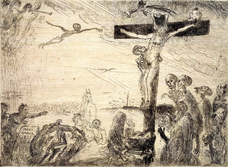 James Ensor, Christ Tormented by Demons (1895) etching and drypoint, 17.9 x 24.2 cm., Museum of Fine Arts, Ghent