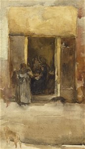 James Abbott McNeill Whistler - Figures in a Doorway (1890s)