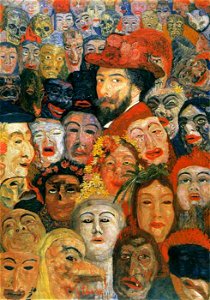 James Ensor, Self Portrait with Masks (1899) oil on canvas, 117 x 82 cm., Menard Art Museum, Komaki, Japan