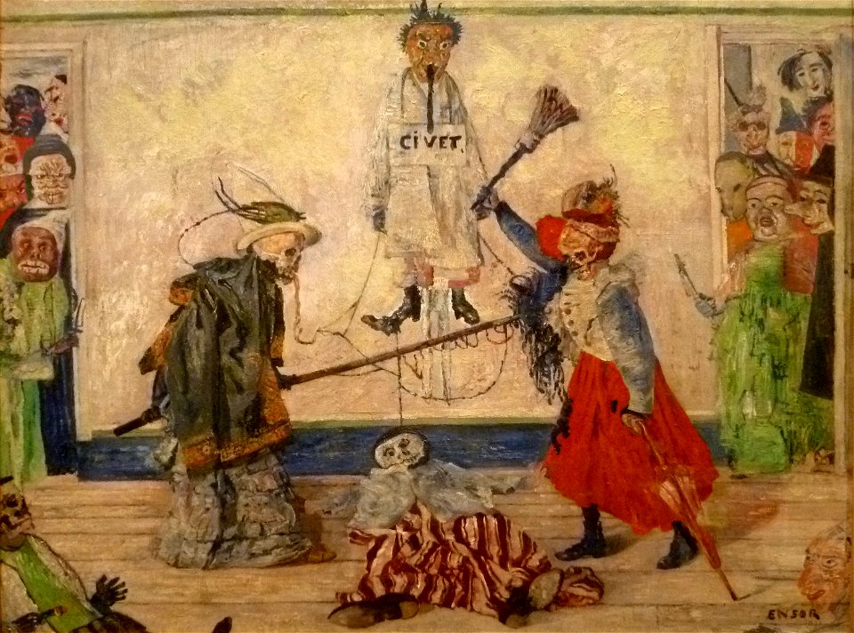 James Ensor (1891) - Geraamten twistend om een gehangene 001
