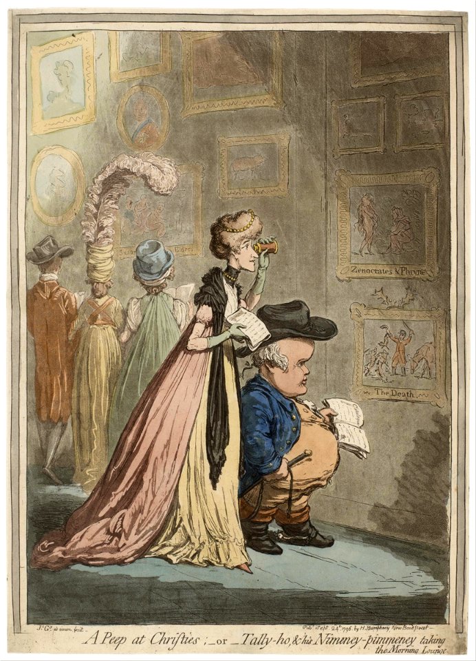James Gillray - A Peep at Christies; or Tally-ho, & His Nimeney-Pimmeney Taking the Morning Lounge - Google Art Project