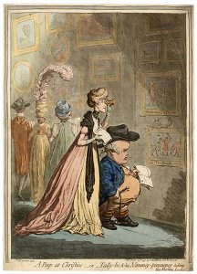 James Gillray - A Peep at Christies; or Tally-ho, & His Nimeney-Pimmeney Taking the Morning Lounge - Google Art Project. Free illustration for personal and commercial use.