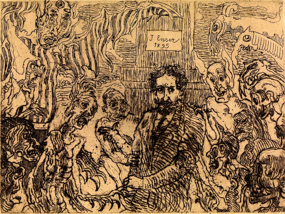 James Ensor, Demons Taunting Me (1895) etching, 11.8 x 15.8 cm., Museum of Fine Arts, Ghent