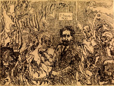 James Ensor, Demons Taunting Me (1895) etching, 11.8 x 15.8 cm., Museum of Fine Arts, Ghent