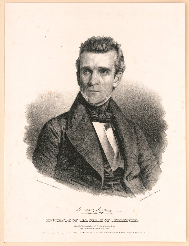 James K. Polk. Governor of the state of Tennessee - from life & on stone by Chas. Fenderich ; printed by P.S. Duval, Lith., Philadelphia. LCCN2012648805