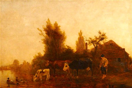 James M. Burnet (1788-1816) - River Scene, Cows and Cow-Girl - 485107 - National Trust