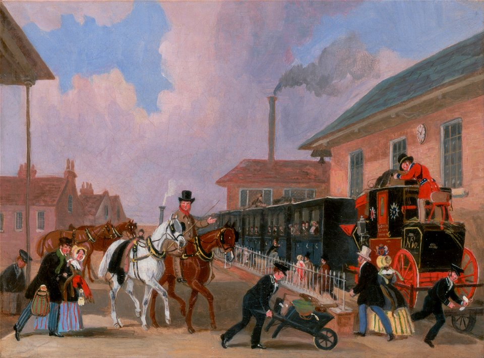 James Pollard - The Louth-London Royal Mail Travelling by Train from Peterborough East, Northamptonshire - Google Art Project