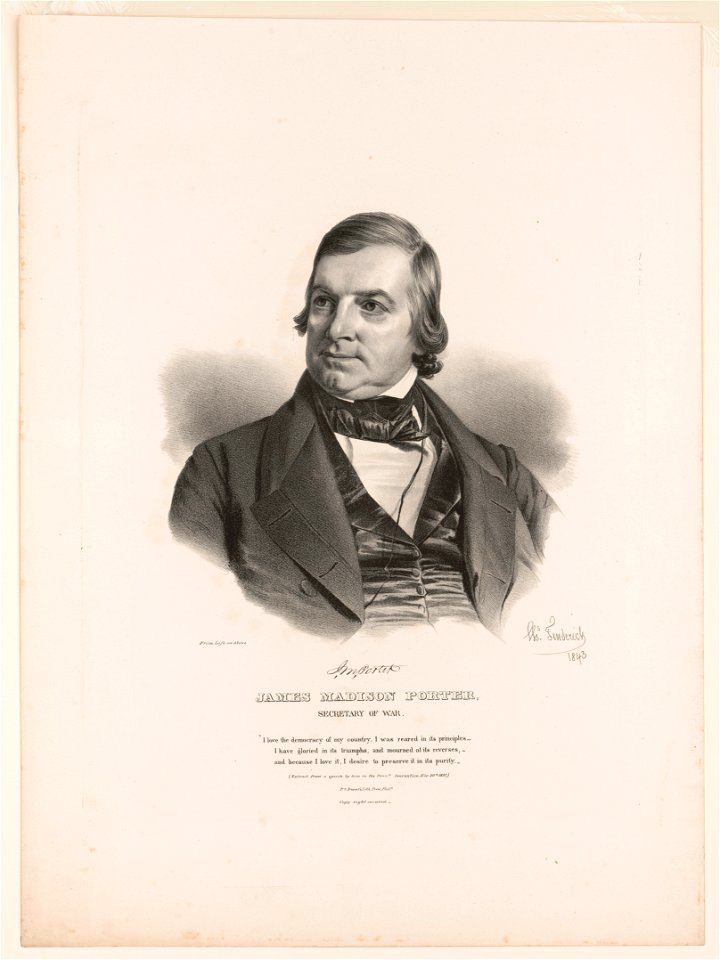 James Madison Porter, Secretary of War - from life on stone Chs. Fenderich 1843. LCCN2003656279