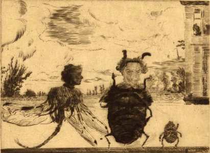 James Ensor, Peculiar Insects (1888) drypoint, 11.9 x 15.9 cm., Royal Library of Belgium, Brussels