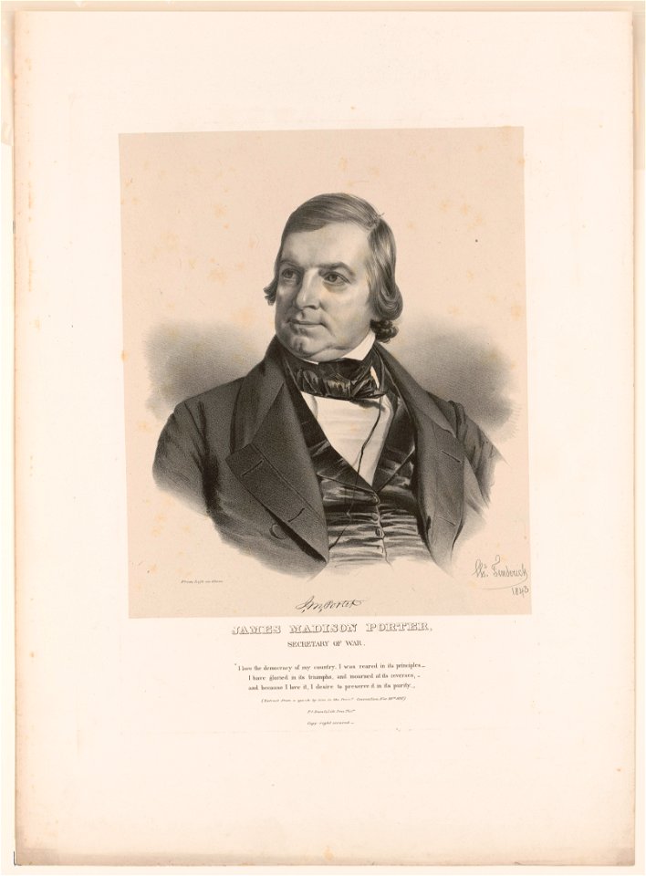 James Madison Porter, Secretary of War - from life on stone Chs. Fenderich 1843. LCCN2017657776