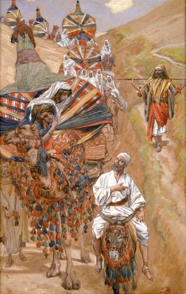 James Jacques Joseph Tissot - Rebecca Meets Isaac by the Way - Google Art Project