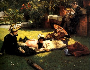 James Tissot - In the Sunshine. Free illustration for personal and commercial use.