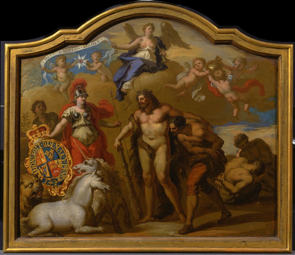 James Thornhill - Allegory of the Power of Great Britain by Land, design for a decorative panel for George I's ceremon... - Google Art Project