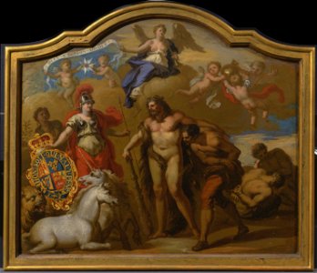 James Thornhill - Allegory of the Power of Great Britain by Land, design for a decorative panel for George I's ceremon... - Google Art Project