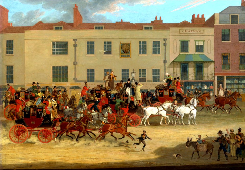 James Pollard - North Country Mails at the Peacock, Islington - Google Art Project