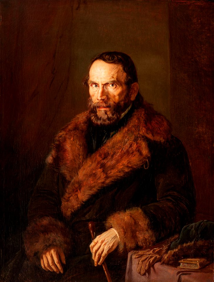 James Marshall Bildnis eines bärtigen Mannes im Pelzrock Weimar 1858