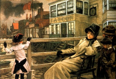 James Tissot - Waiting for the Ferry. Free illustration for personal and commercial use.