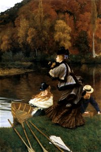 James Tissot - Autumn on the Thames. Free illustration for personal and commercial use.
