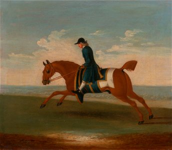 James Seymour - One of Four Portraits of Horses - a Chestnut Racehorse Exercised by a Trainer in a Blue Coat- gallop... - Google Art Project. Free illustration for personal and commercial use.