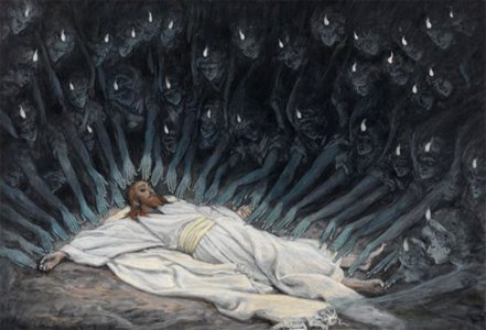James Tissot Jesus Ministered to by Angels. Free illustration for personal and commercial use.