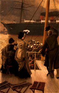 James Tissot, Goodbye on the Mersey, watercolor, c. 1880. Free illustration for personal and commercial use.