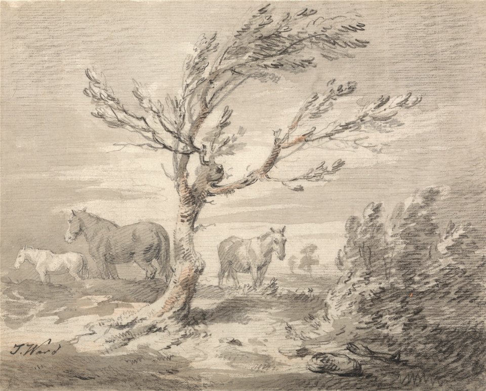 James Ward - Landscape with Three Horses and a Tree in the Foreground - Google Art Project