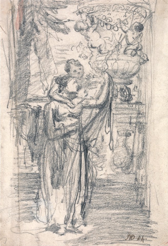 James Ward - Two Girls (or Lady and Child) on a Garden Terrace near an Ornamental Urn - Google Art Project