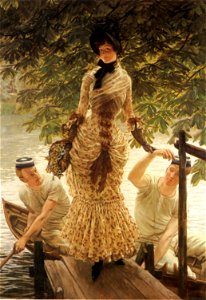 James Tissot - On the Thames. Free illustration for personal and commercial use.