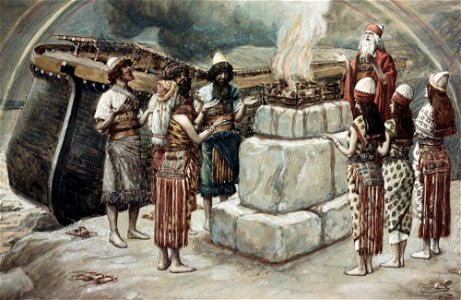 James Tissot - Sacrifice of Noah. Free illustration for personal and commercial use.