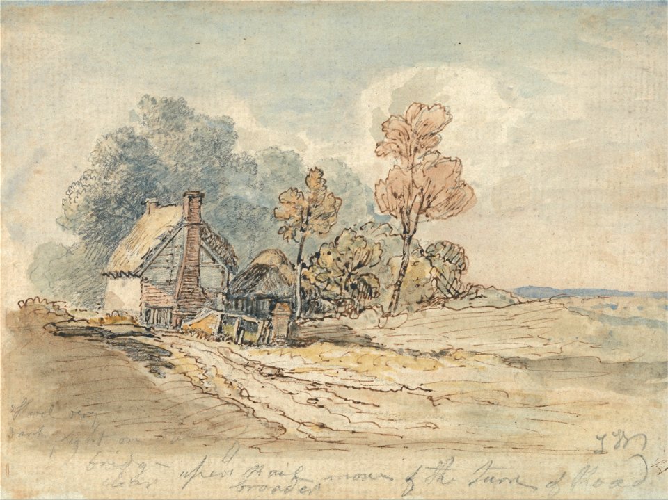 James Ward - A Thatched Cottage and Trees at the Turn of a Country Road - Google Art Project
